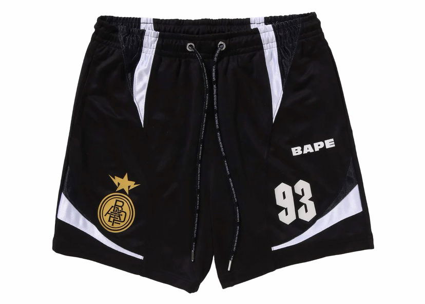 Kratke hlače BAPE BAPE Multi Logo Relaxed Fit Soccer Shorts Black Črna | 1K80-153-303