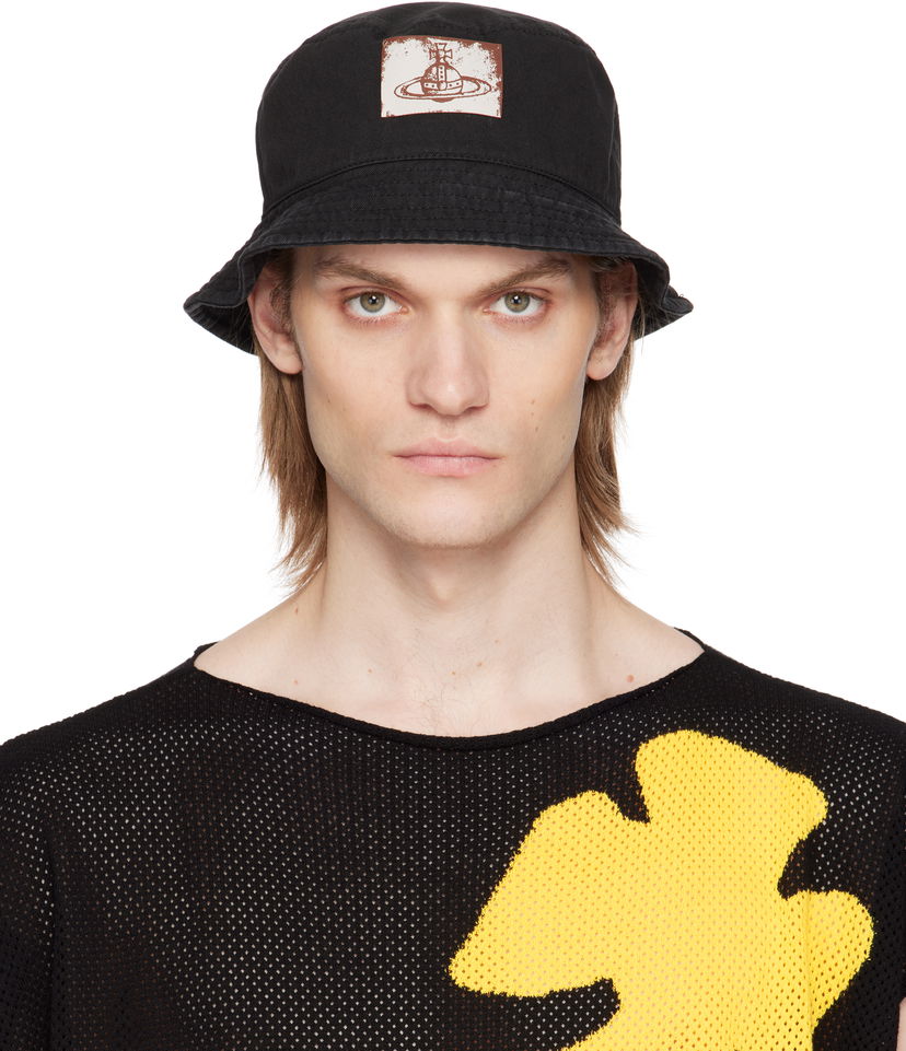 Kapa Vivienne Westwood Vivienne Westwood Cotton Twill Bucket Hat Črna | 81020009-W016E-