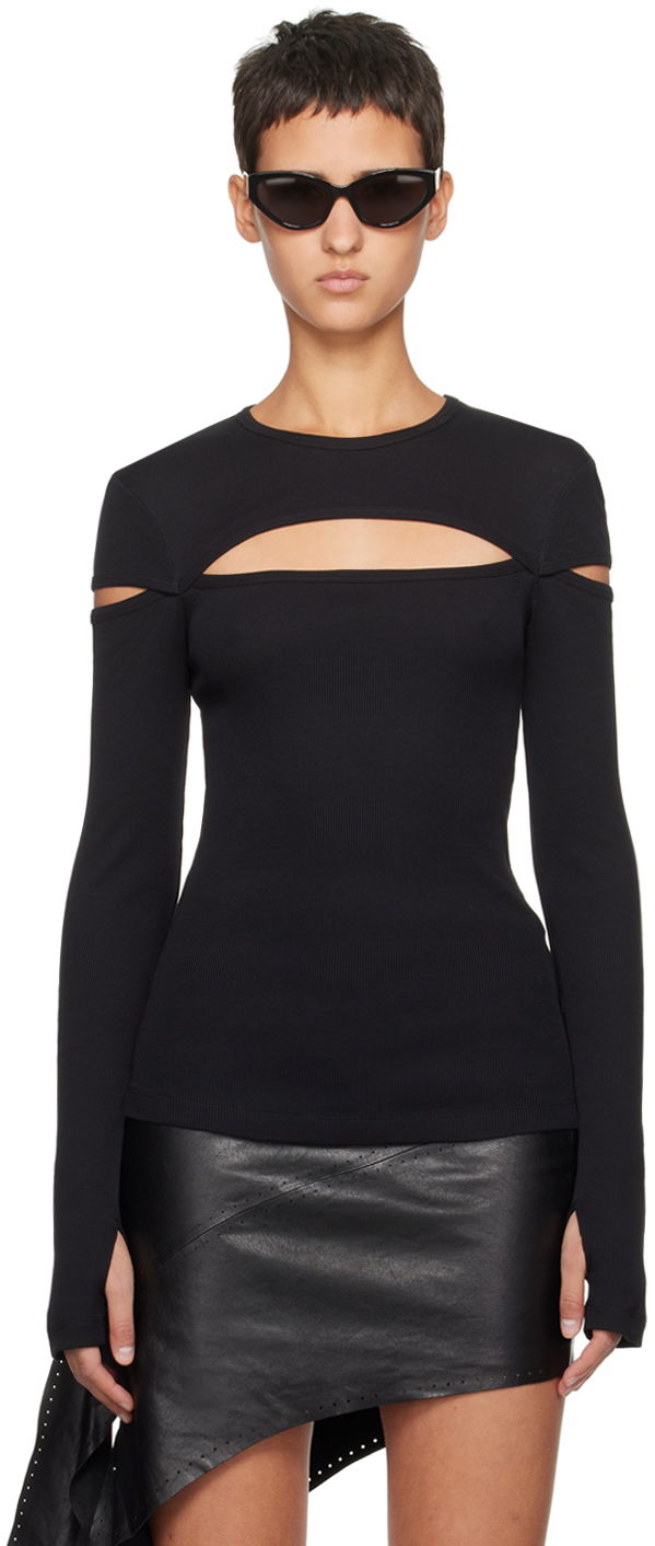 Pleteni pulover Helmut Lang Helmut Lang Slash Long Sleeve T-Shirt Črna | N09HW509