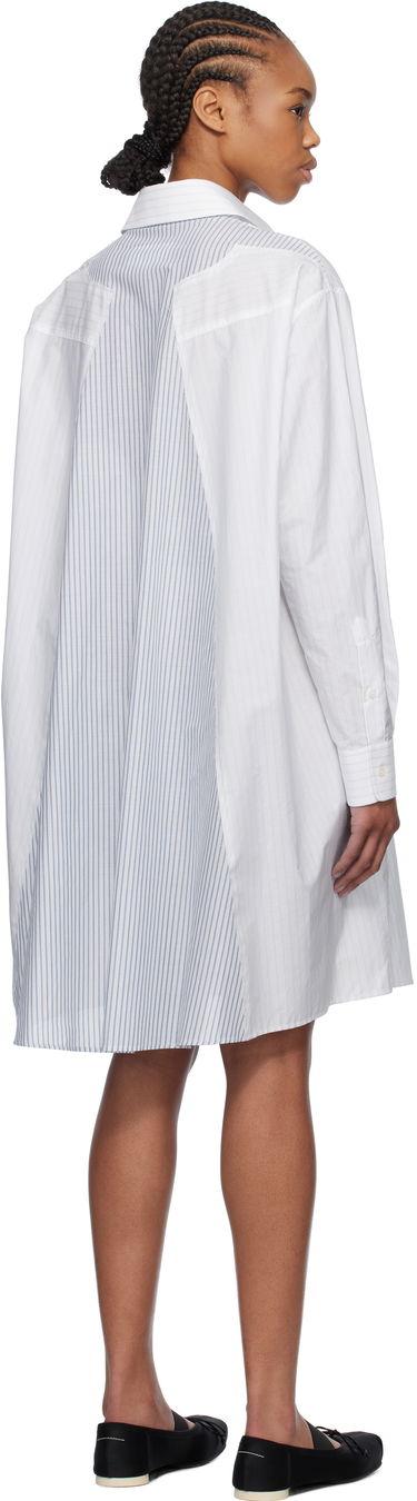 Obleke Maison Margiela MM6 Maison Margiela Spliced Striped Cotton Poplin Midi Shirt Dress Bela | S52DD0059 M35252, 2