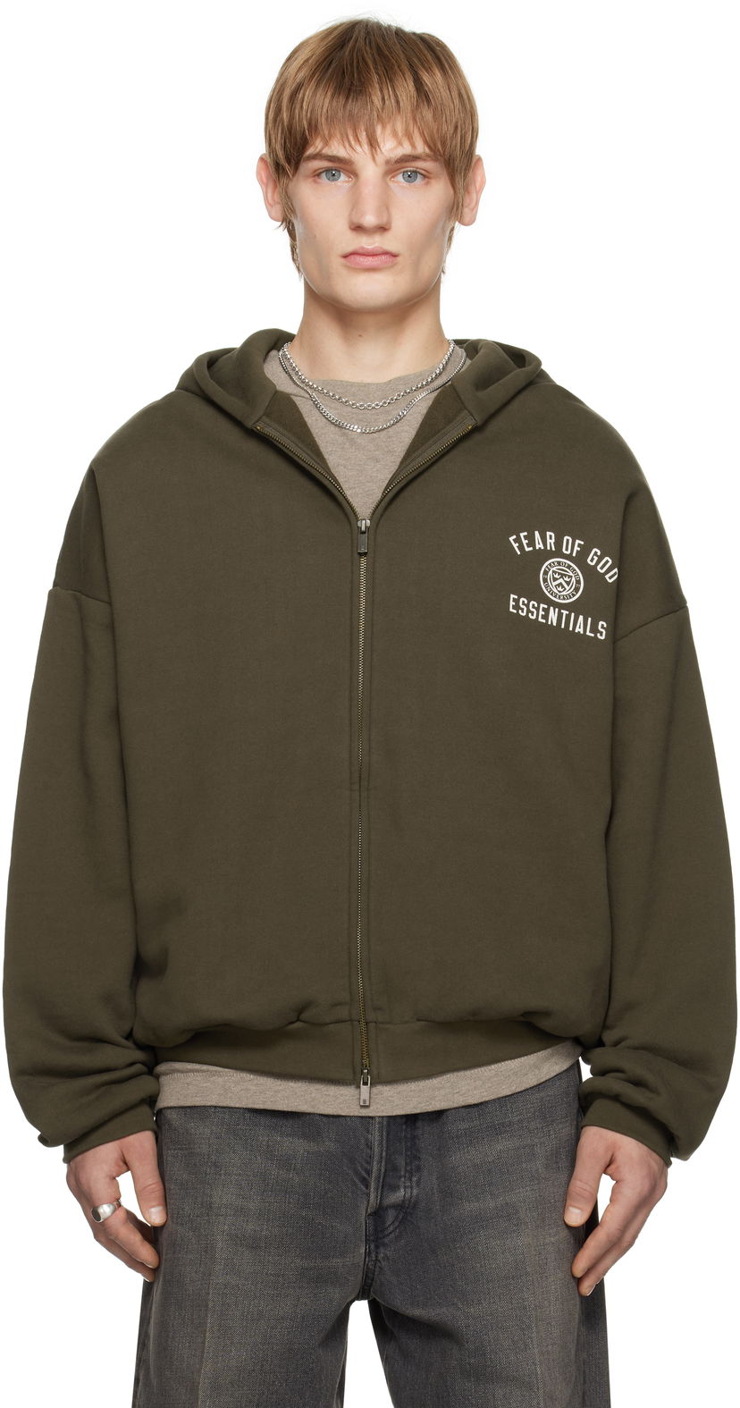 Pulover Fear of God Fear of God ESSENTIALS Heavy Fleece Full Zip Hoodie Zelena | 192HO246245F