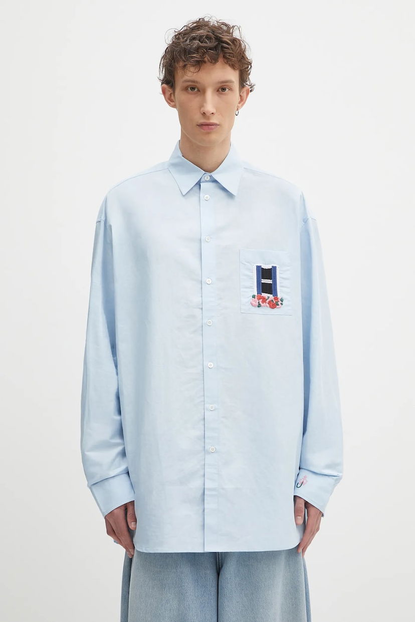 Srajce JW Anderson JW Anderson Window Embroidery Relaxed Fit Shirt Modra | SH0352.PG1698.804