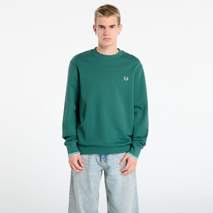 Pulover Fred Perry Fred Perry Crew Neck Sweatshirt Zelena | M7535 Z59