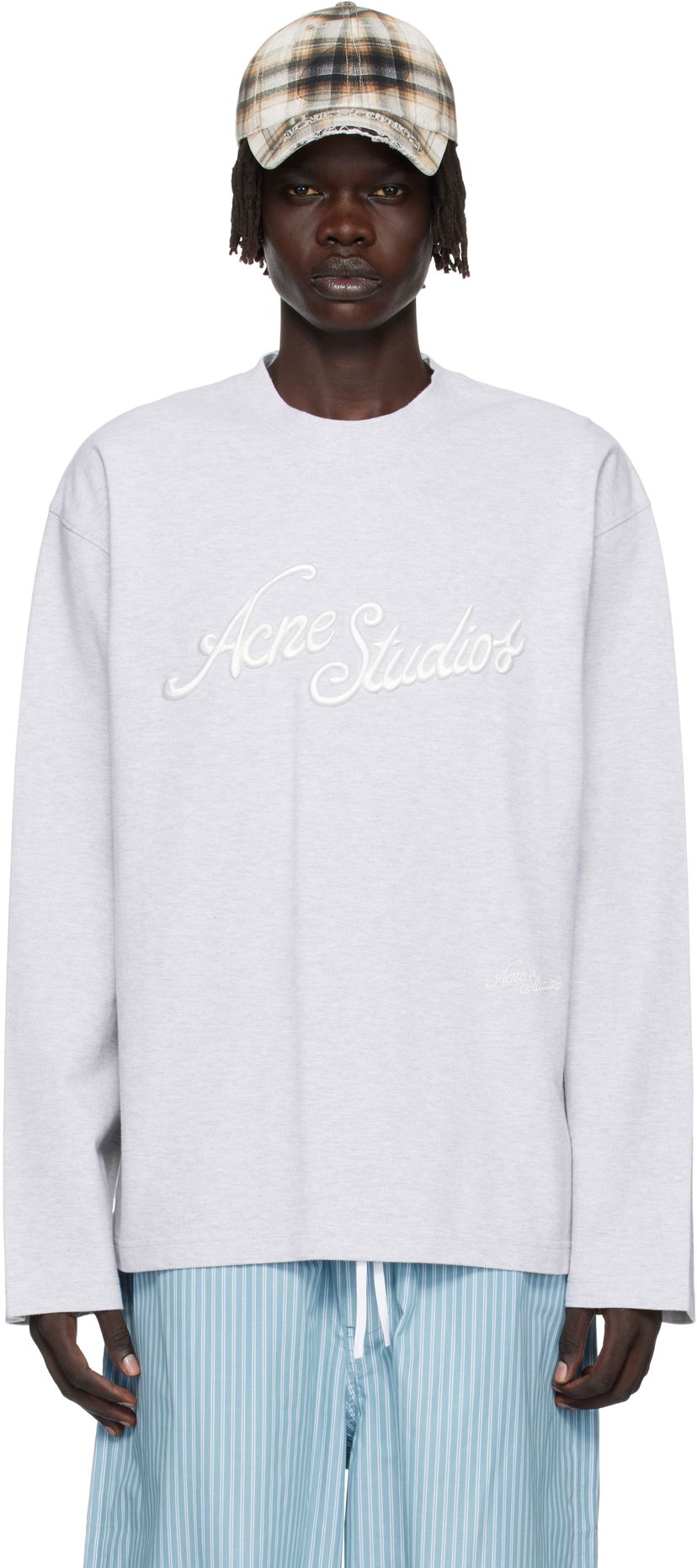 Majica Acne Studios Acne Studios Embroidered-Logo T-Shirt Siva | CL0369-