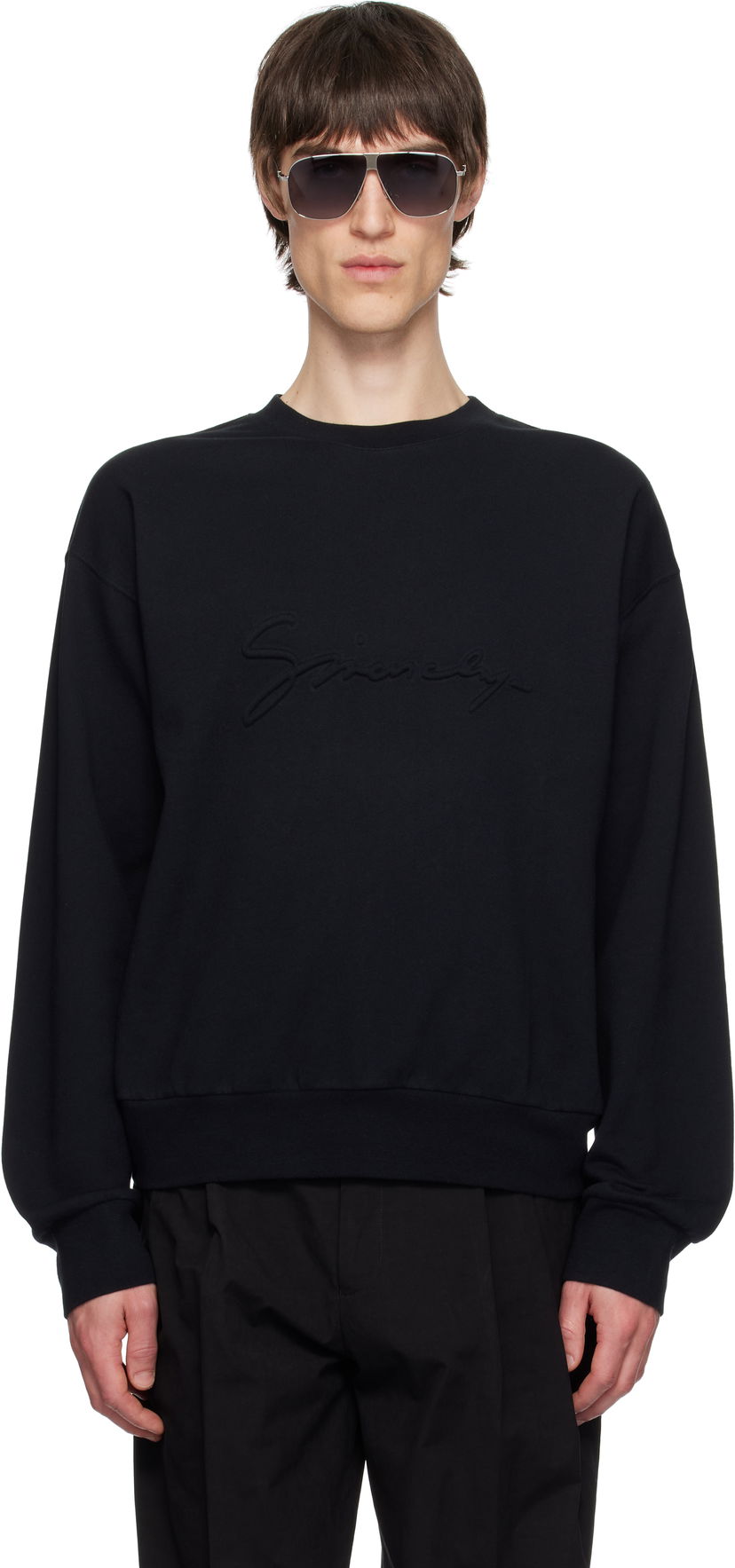 Pleteni pulover Givenchy Givenchy Signature Embroidered Sweatshirt Črna | BMJ0LC3YP1001