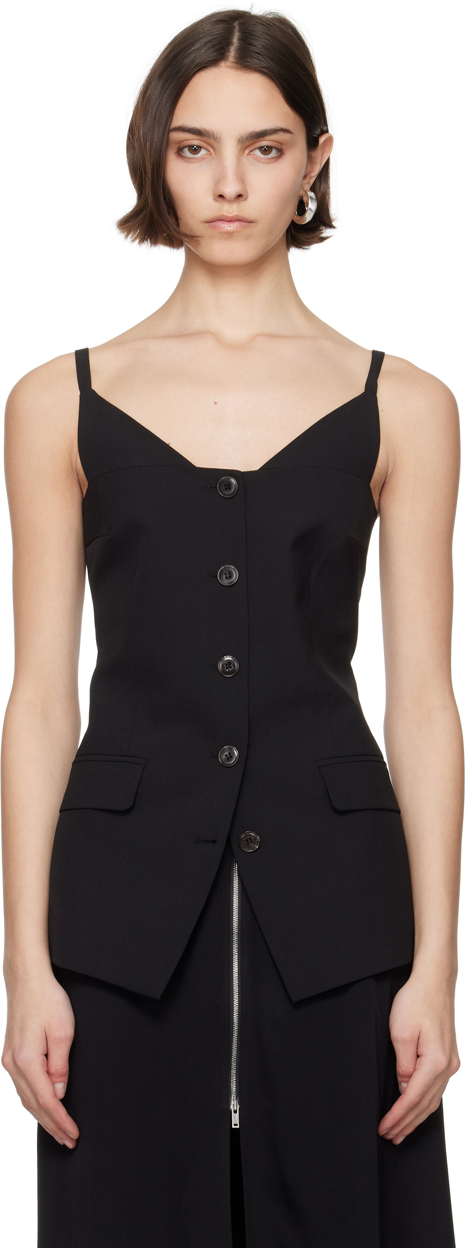 Telovnik Nanushka Nanushka Cinda Sleeveless Button-Up Top Črna | NW25SSTP25299, 0