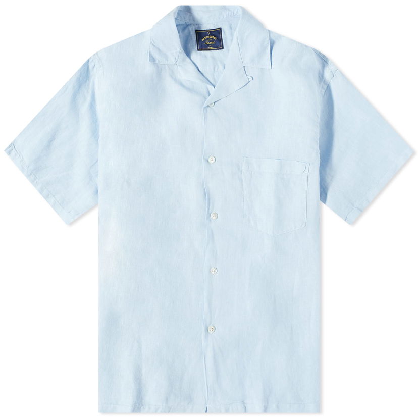 Srajce Portuguese Flannel Portuguese Flannel Linen Camp Vacation Shirt Modra | SS23-0100SKY