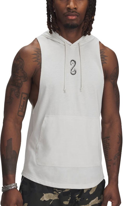 Majica brez rokavov Under Armour Project Rock Snake Sleeveless Hoodie Bela | 1389987-114