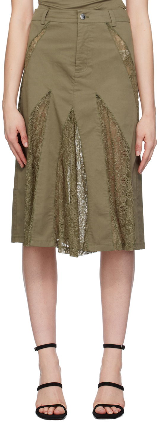 Krila Miaou Miaou Anita Lace Midi Skirt Zelena | 4058SPSHUN