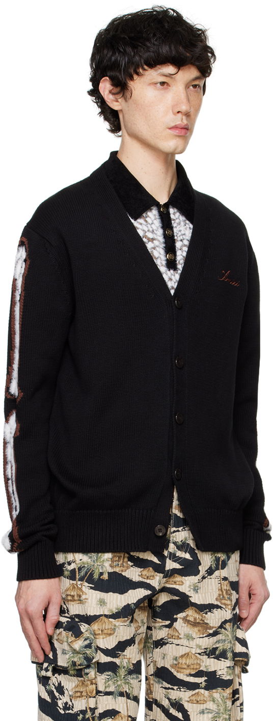 Pleteni pulover AMIRI AMIRI Leopard Bones Cardigan Črna | AMKNCD1035, 1