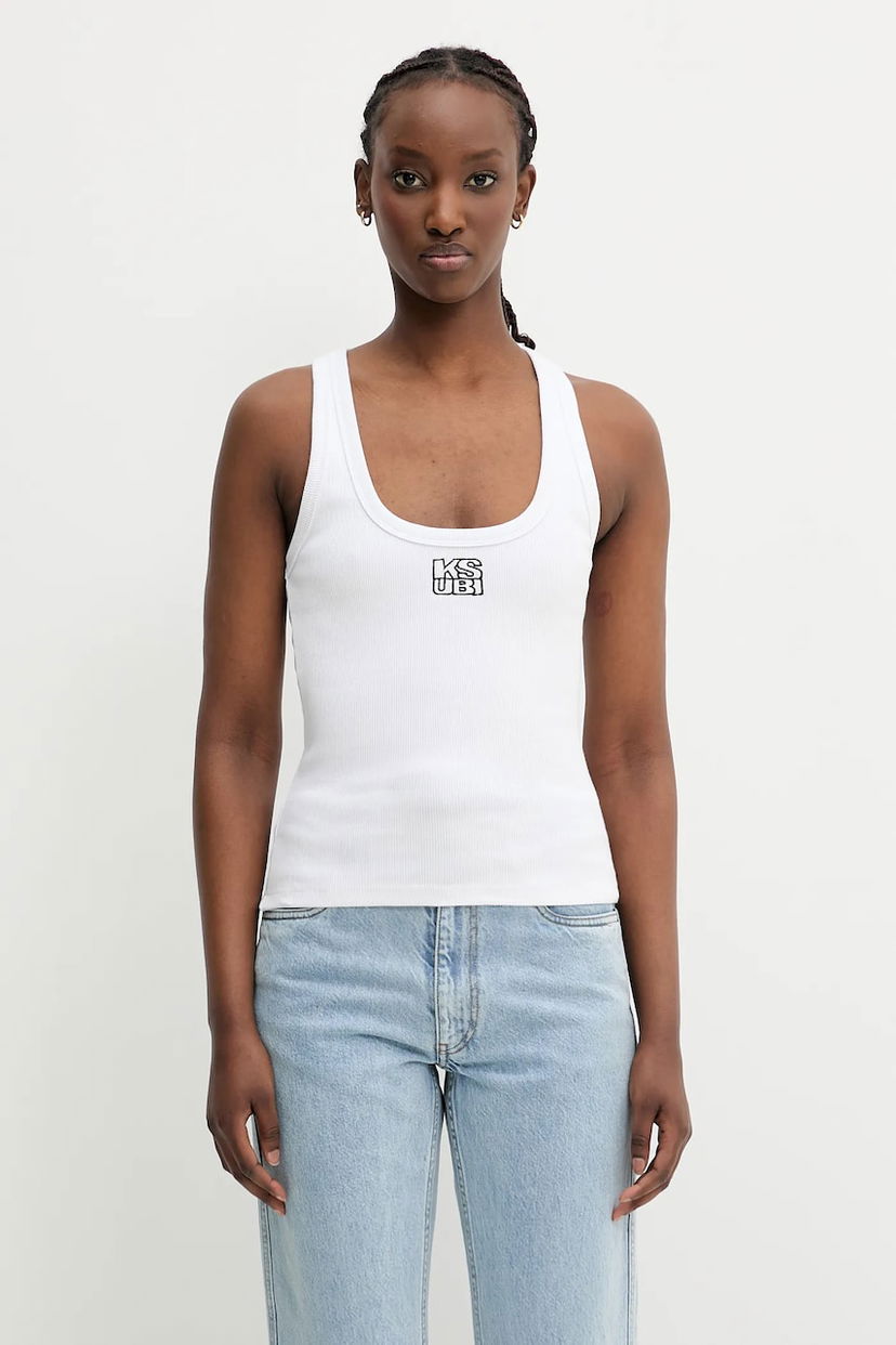 Majica brez rokavov Ksubi KSUBI Stacked Origin Tank Top Bela | WPS24TA005