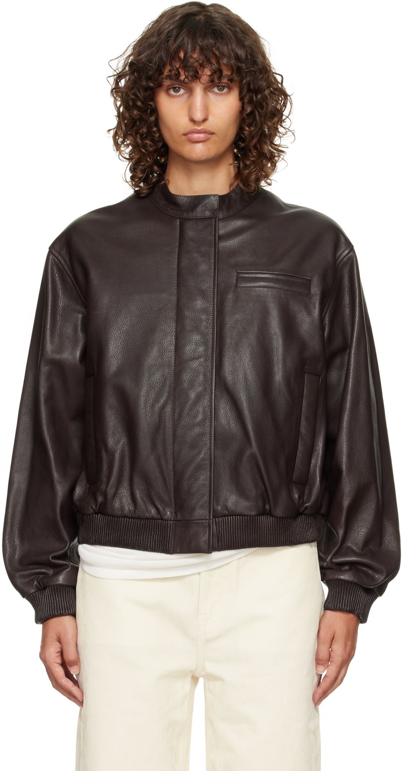 Bomber jakna Loulou de Saison Loulou de Saison Marlow Leather Bomber Jacket Rjava | MARLOW
