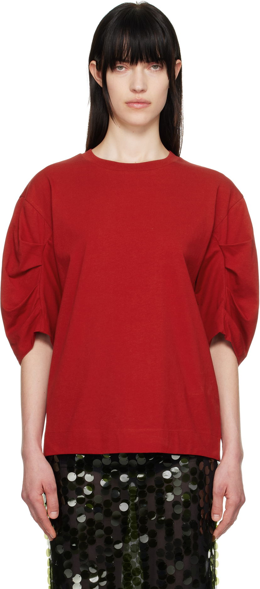Majica Dries Van Noten Dries Van Noten Pleated T-Shirt Rdeča | 251-011141-1603