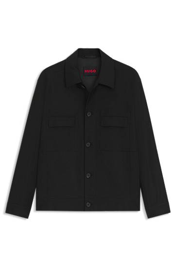 Jakna BOSS Slim-Fit Wool-Blend Twill Jacket Črna | 50547219