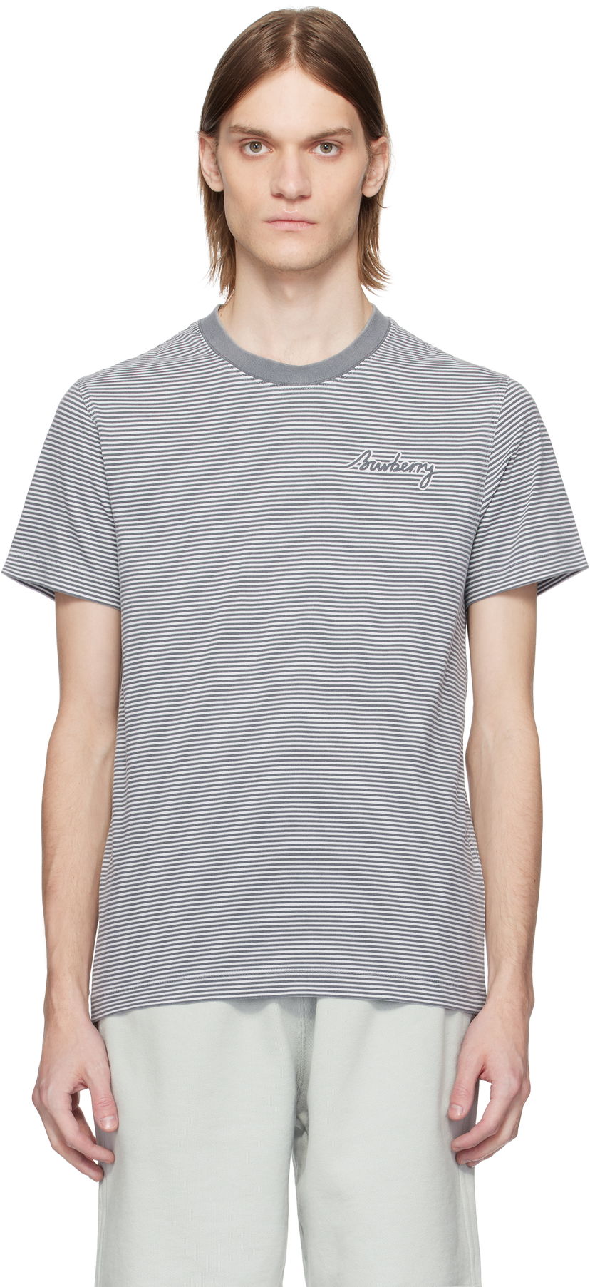 Majica Burberry Burberry Cotton Striped T-Shirt Siva | 8109141