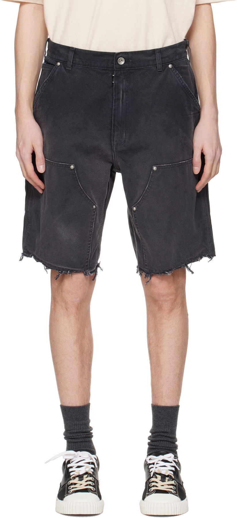 Kratke hlače Maison Margiela Maison Margiela Stud Denim Shorts Črna | S50MU0082 M35255