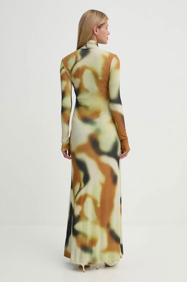 Obleke Nanushka Maxi Abstract Print Turtleneck Dress Bež | NW24FWDR32976, 2