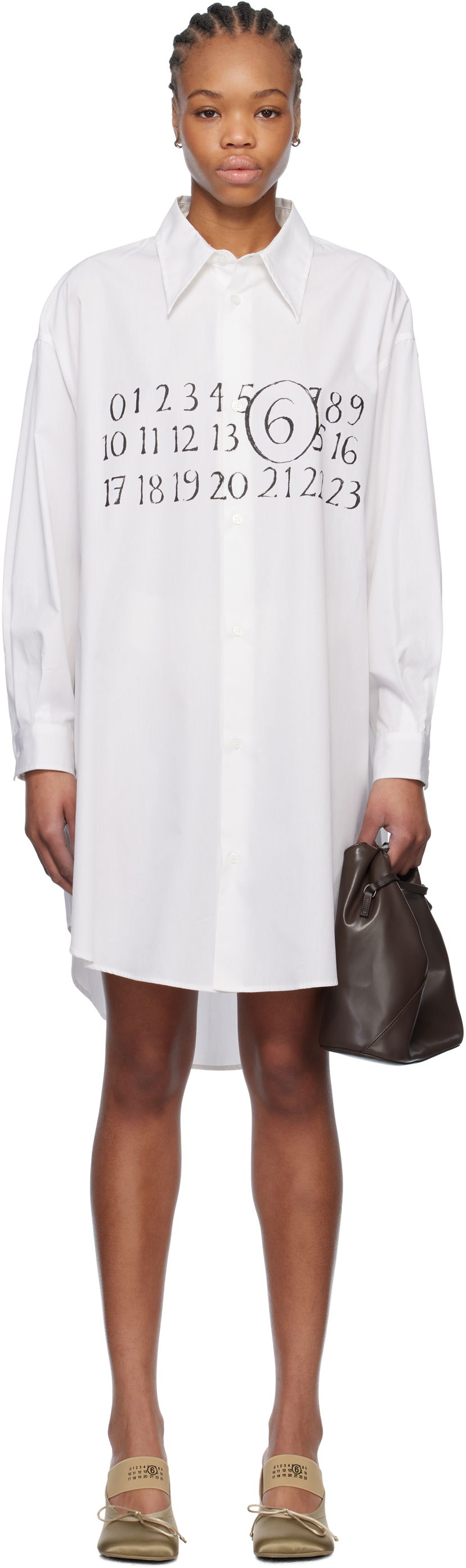Srajce Maison Margiela MM6 Maison Margiela Logo Poplin Shirt Minidress Bela | S52CT0787 M35152