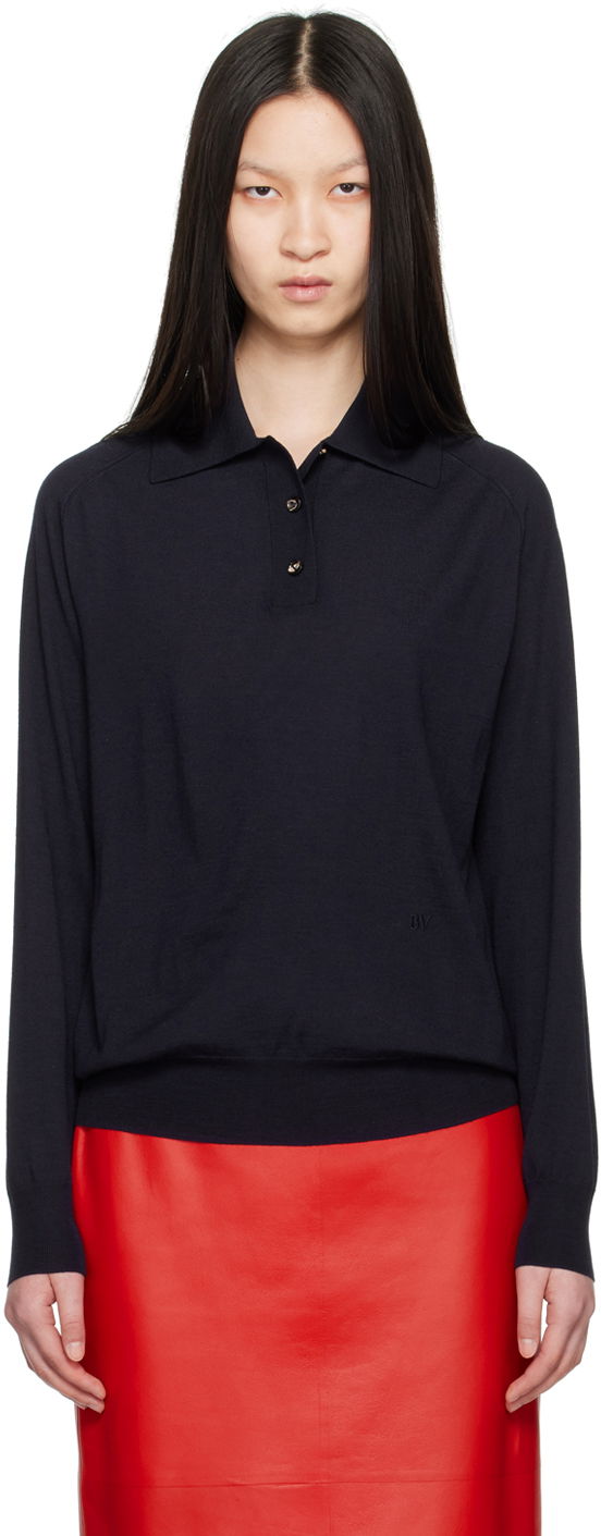 Polo majica Bottega Veneta Polo With Exposed Seam Mornarica | 792419 V4BF0