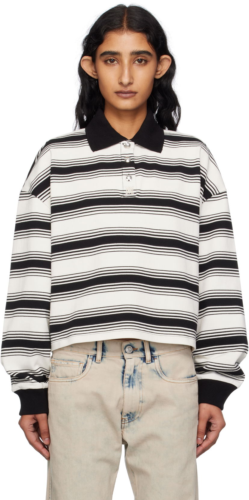 Polo majica AMIRI AMIRI MA Stripe Oversized Polo Bela | AWJYPO1008