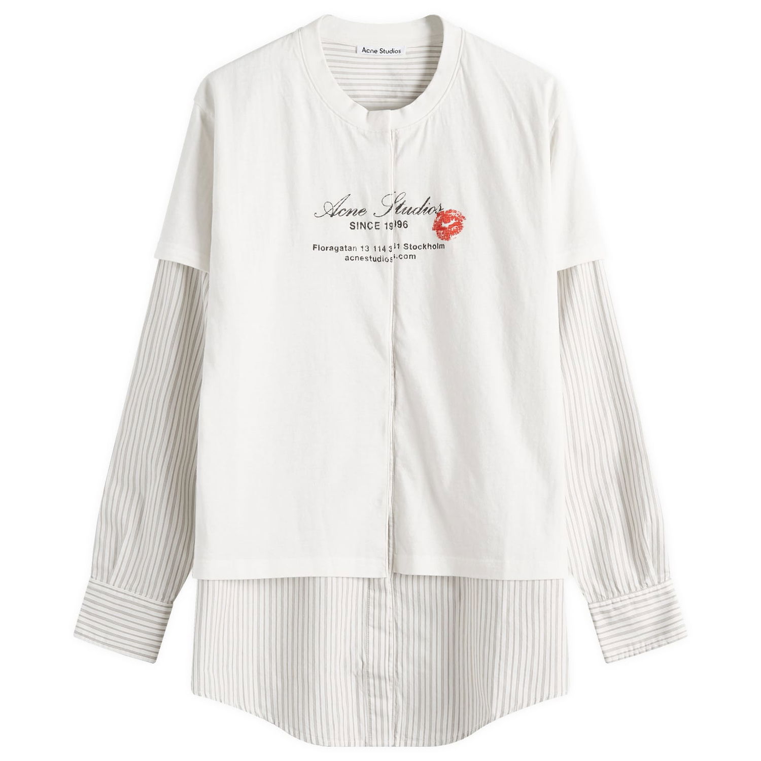 Srajce Acne Studios Acne Studios Eliah Double Layer T-Shirt, Size Large Bela | AC0730-AEG, 1