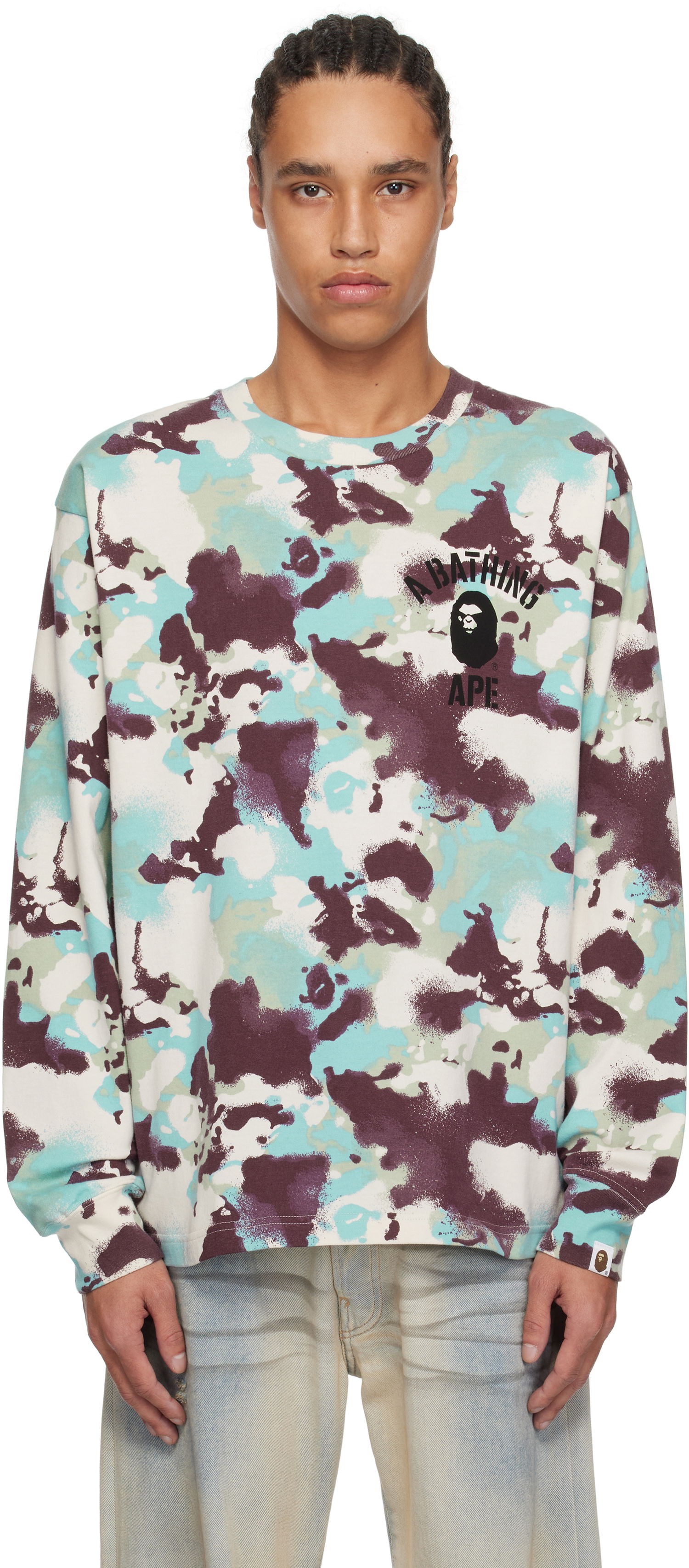 Pleteni pulover BAPE A Bathing Ape Map Camo Long Sleeve T-Shirt Večbarvna | 001LTL301001M, 0