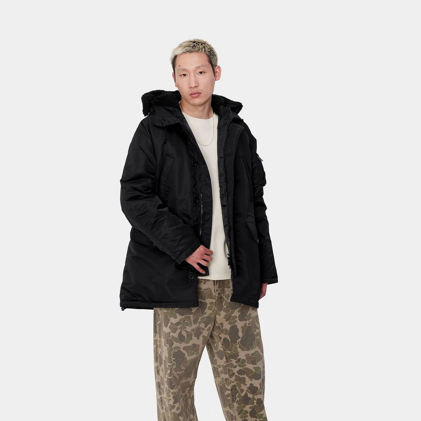 Parka Carhartt WIP Hooded Parka with Faux-Fur Lining Črna | I033929_9