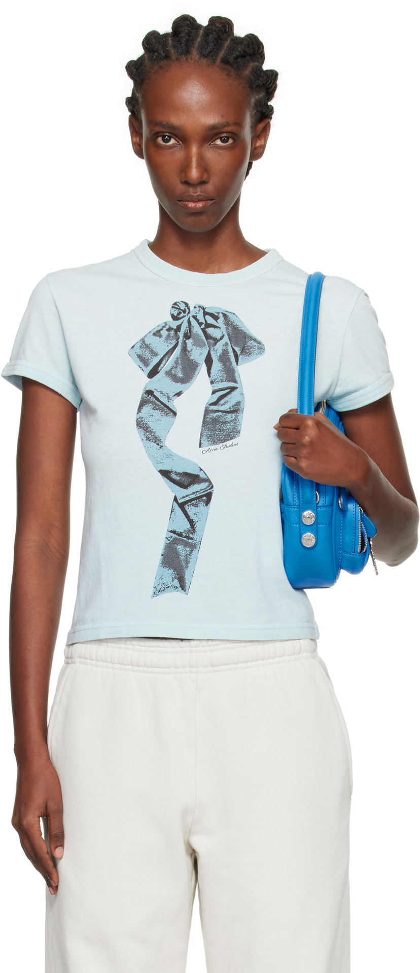 Majica Acne Studios Acne Studios Print Bow T-Shirt Modra | AL0497-