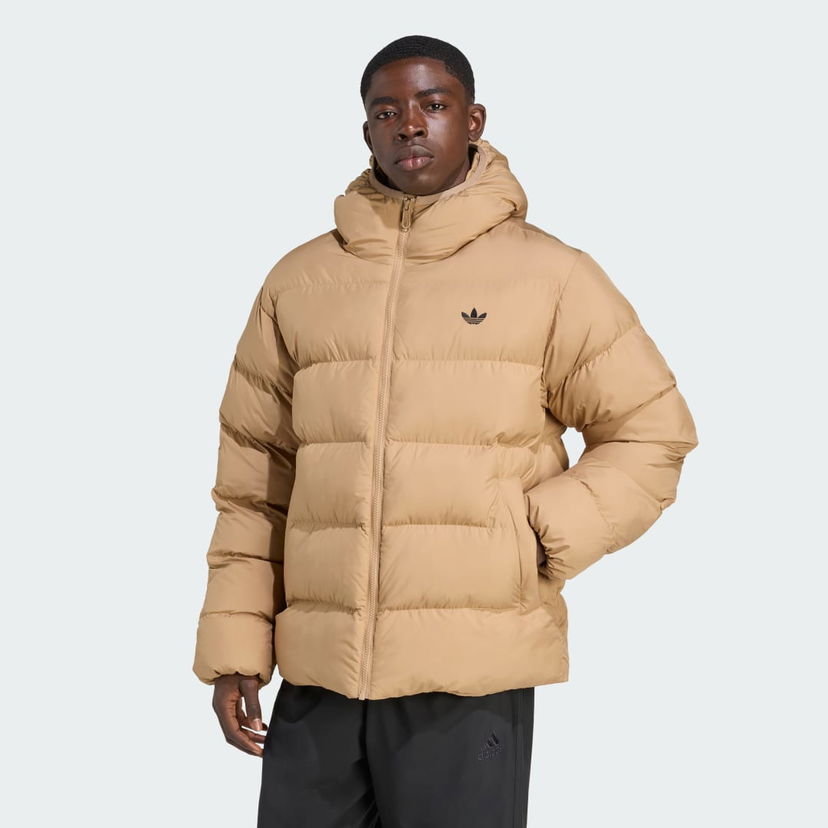 Puhovka adidas Performance Hooded Puffer Jacket Bež | JX4121