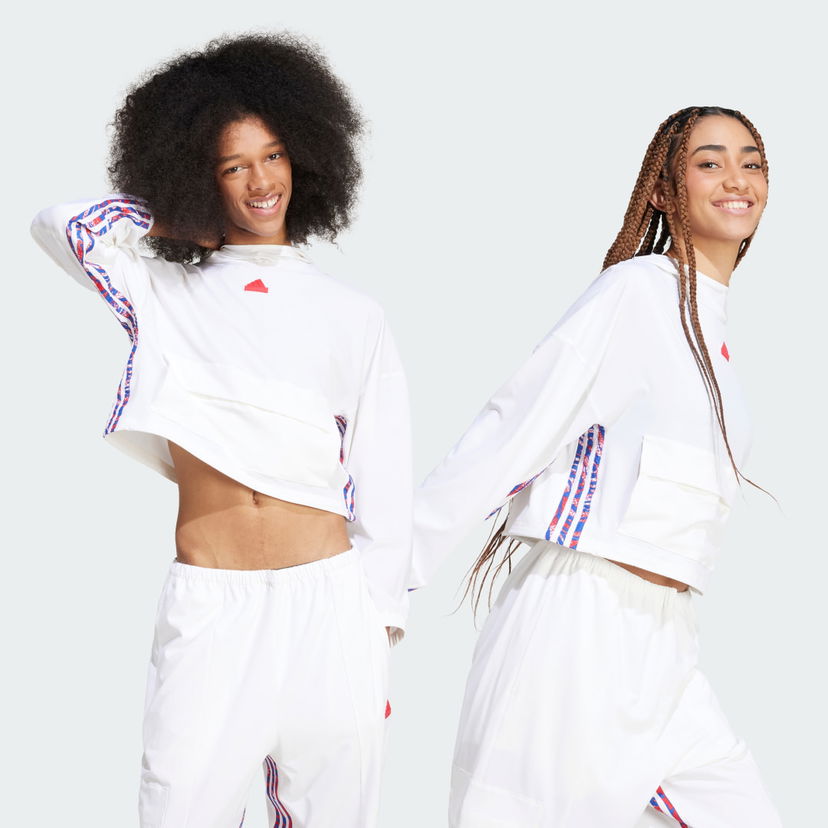 Pulover adidas Performance Woven Cropped Hoodie Bela | IW8634