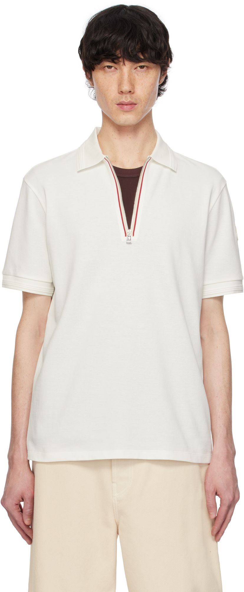 Polo majica Moncler Moncler Archivio Short Sleeve Polo Bela | K10918A0000289A16