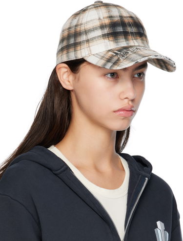 Kapa Acne Studios Acne Studios Distressed Plaid Cap Bež | C40410-, 1