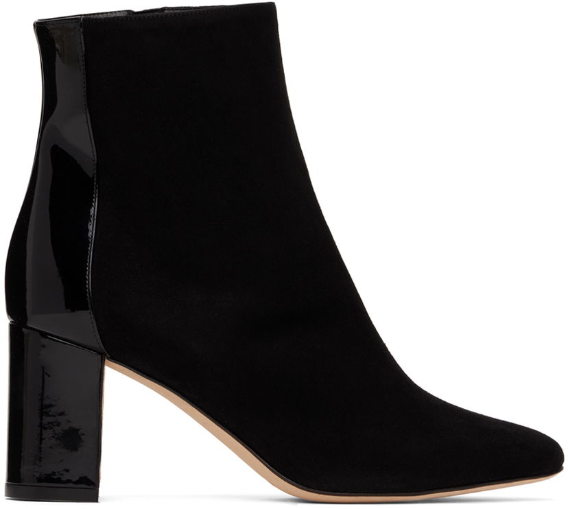 Nega čevljev Manolo Blahnik Manolo Blahnik Rosie Suede Block Heel Boots Črna | 220-0611