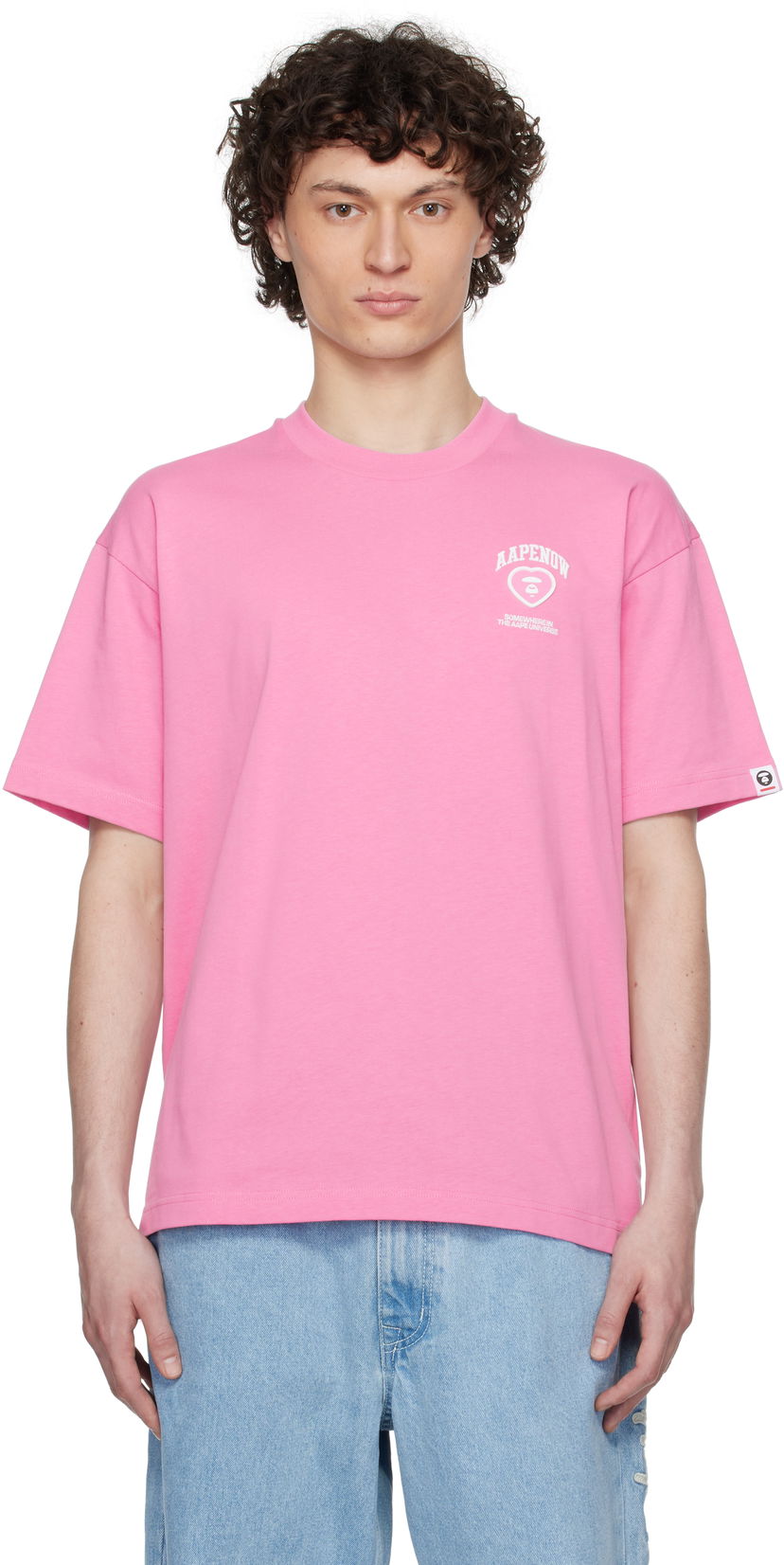 Majica AAPE by A Bathing Ape AAPE by A Bathing Ape 'AAPE Now' Moonface Heart Logo T-Shirt Roza | AAPTEM1600XXNPKX