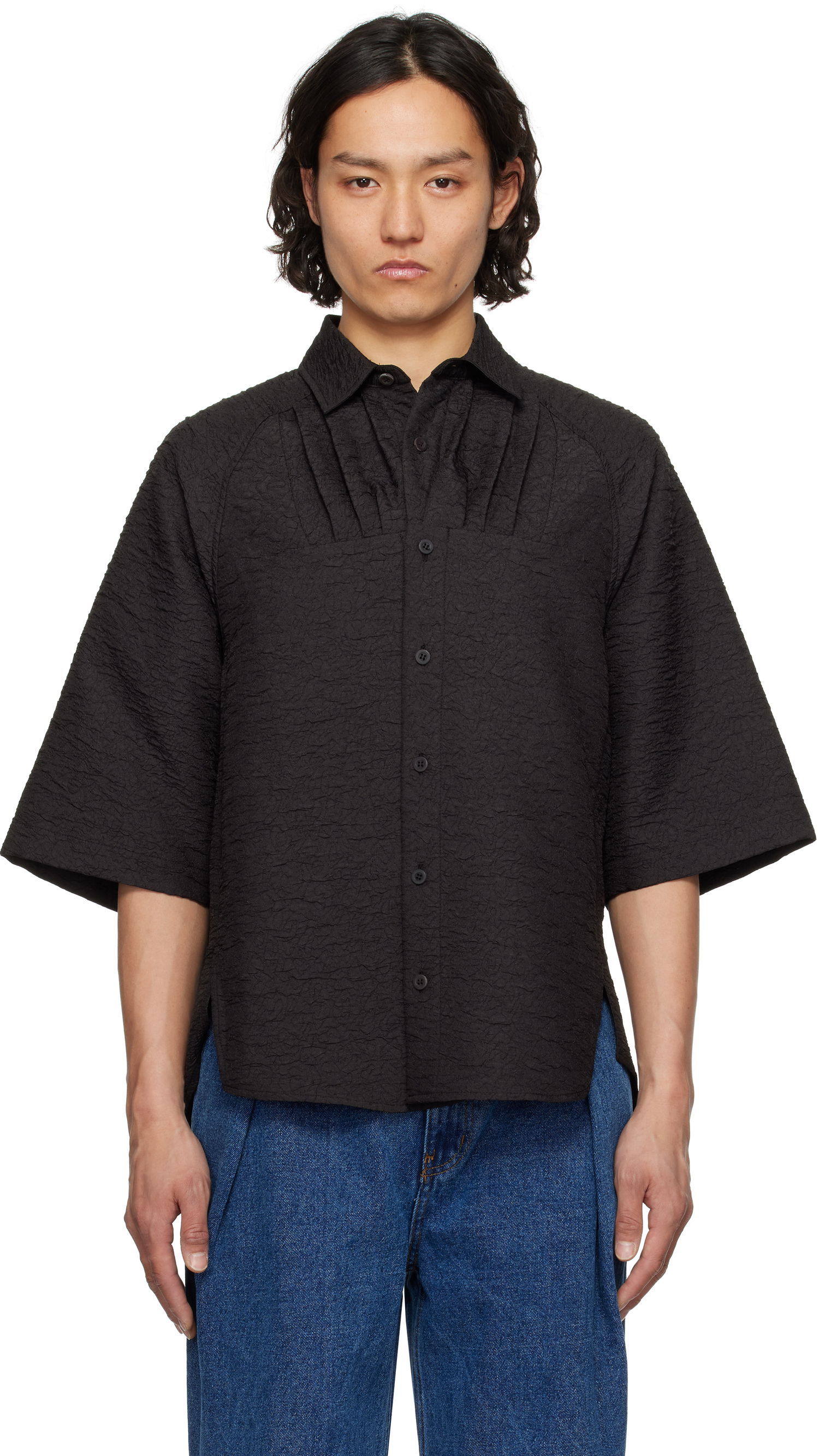 Srajce ADER ERROR ADER error Product. 53 Textured Short Sleeve Shirt Črna | BO01SSSH0201BK, 0