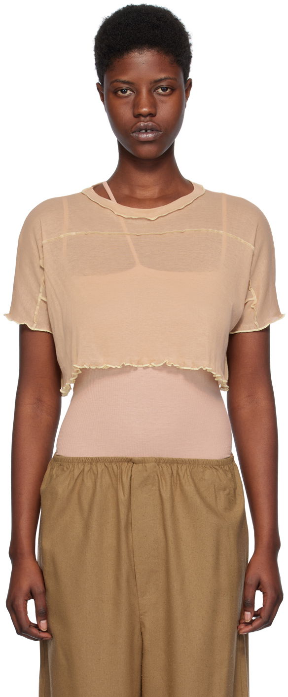 Krop-top Baserange Crop T-Shirt Sun Bež | TOSC-CG-SP24