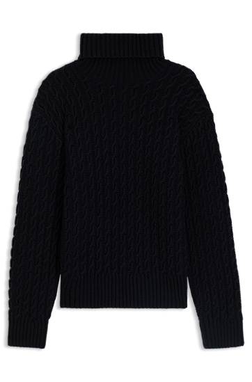 Pleteni pulover BOSS BECKHAM x BOSS cable-knit sweater in wool and cashmere Črna | 50554338