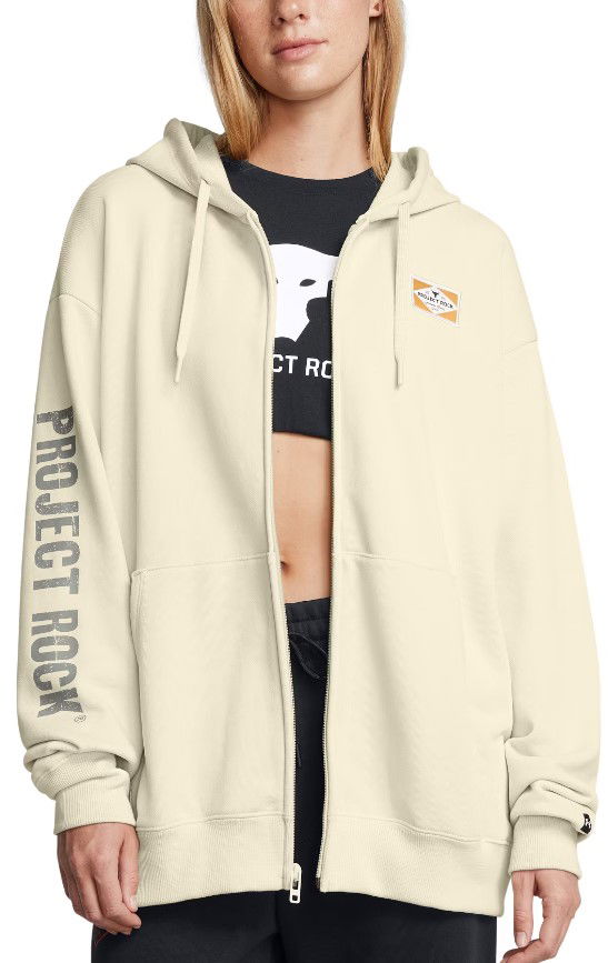 Pulover Under Armour Project Rock Hard at Work Full-Zip Hoodie Bež | 1386446-273