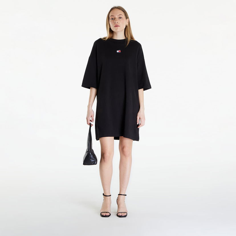 Obleke Tommy Hilfiger Tommy Jeans Badge Tee Dress Črna | DW0DW18145 BDS