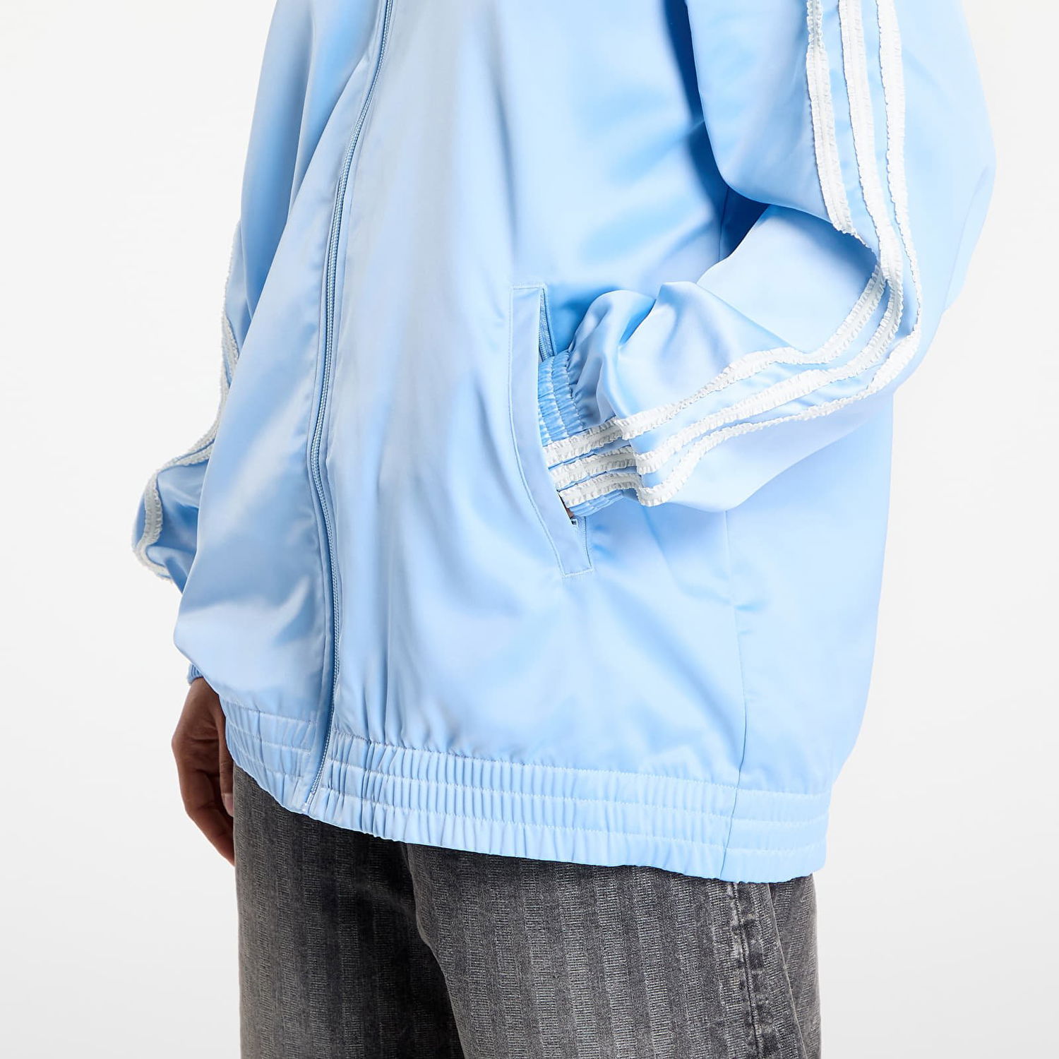 Jakna adidas Originals adidas Originals Satin Firebird Ruffle Track Jacket Modra | KC8811, 1