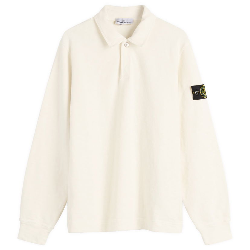 Polo majica Stone Island Brushed Heavy Cotton Long Sleeve Polo Shirt, Size Large Bela | K2S156100054-V0093