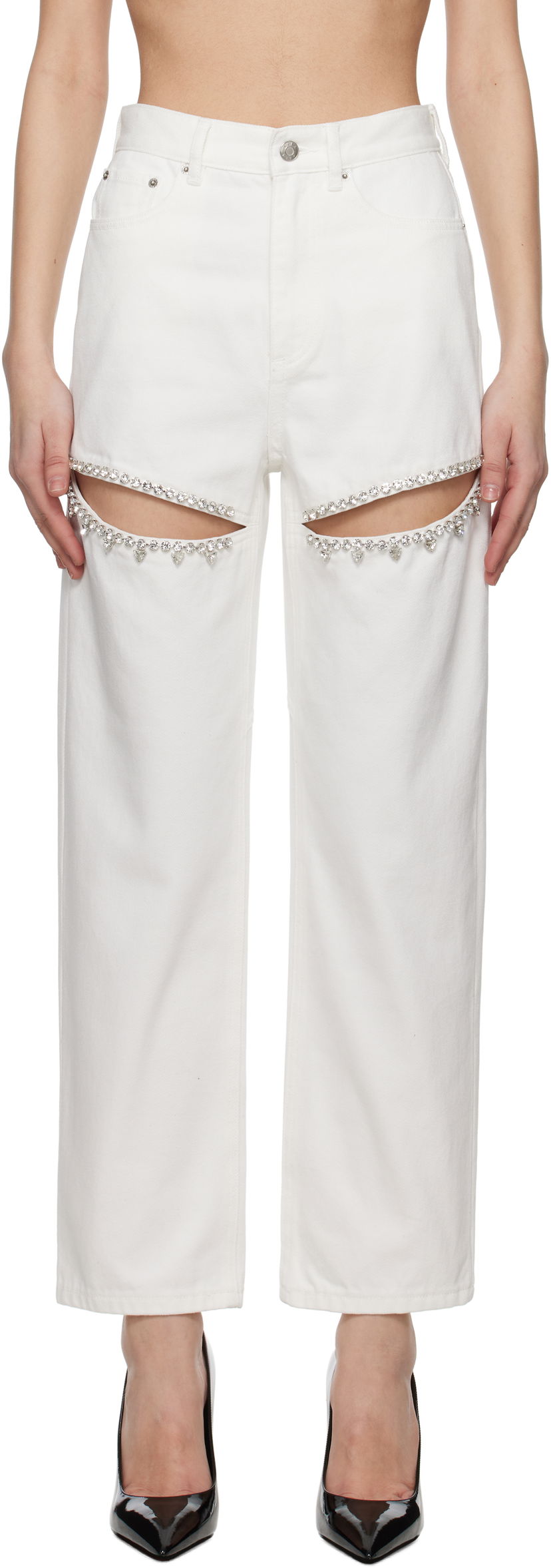 Kavbojke Area AREA Crystal Slit Jeans Bela | 0000P01335