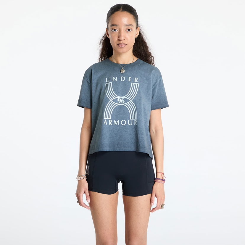 Krop-top Under Armour Under Armour Run 96 Graphic Crop Top Siva | 1389568-001