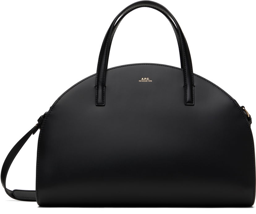 Torbica A.P.C. Demi-Lune Leather Tote Bag Črna | PXCAX-F61941