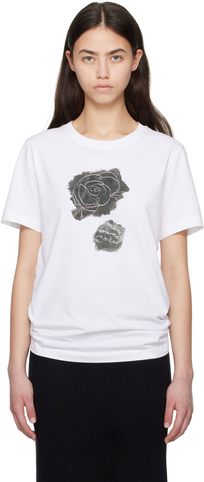 Majica Marni Marni Brushed Rose Cotton Jersey T-Shirt Bela | THJE0293PA USCX64