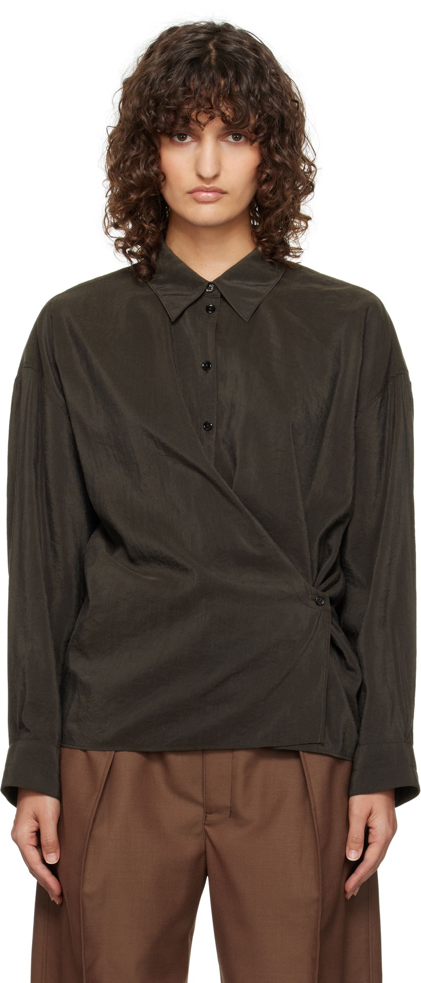 Srajce LEMAIRE Lemaire Straight Collar Twisted Shirt Rjava | SH1141 LF1308
