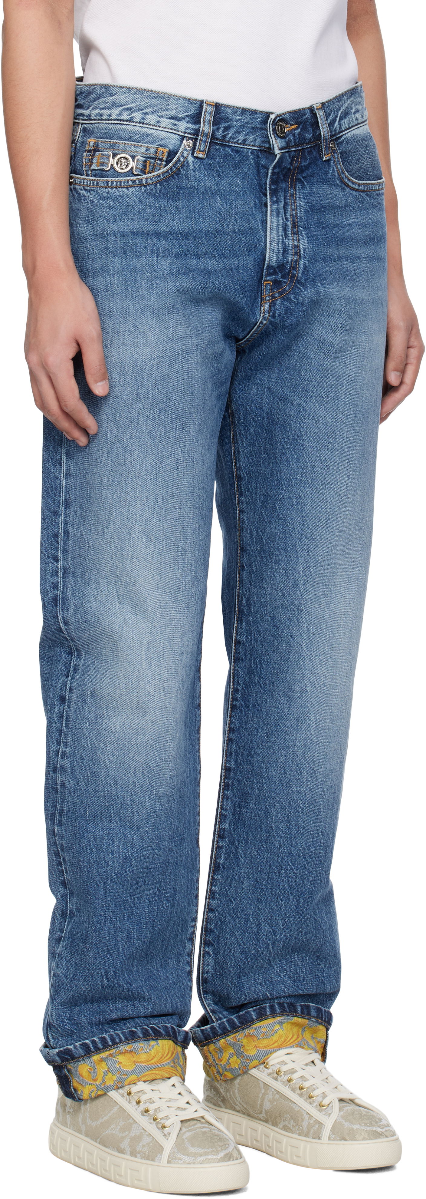 Kavbojke Versace Versace Stonewashed Cuffed Jeans Modra | 1018013_1A12886, 1