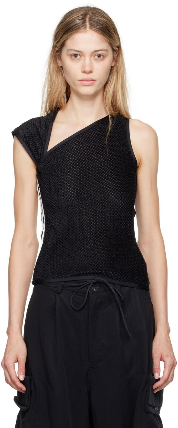 Majica brez rokavov Y-3 Asymmetrical Mesh Tank Top Črna | IW7502