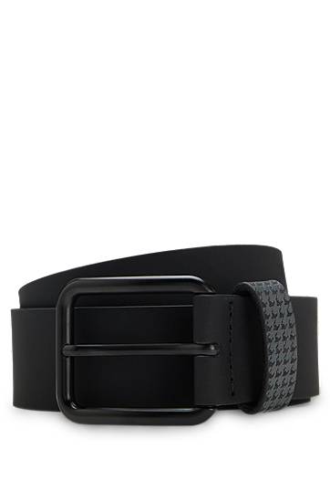 Pasovi BOSS Porsche x BOSS Italian Leather Belt with Patterned Keeper Črna | 50548406
