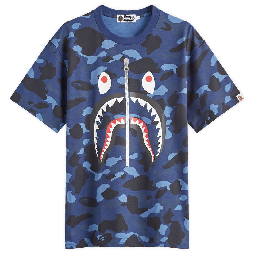 Majica BAPE A Bathing Ape Camo Shark Graphic Tee Modra | 001CSK801008M-NVY